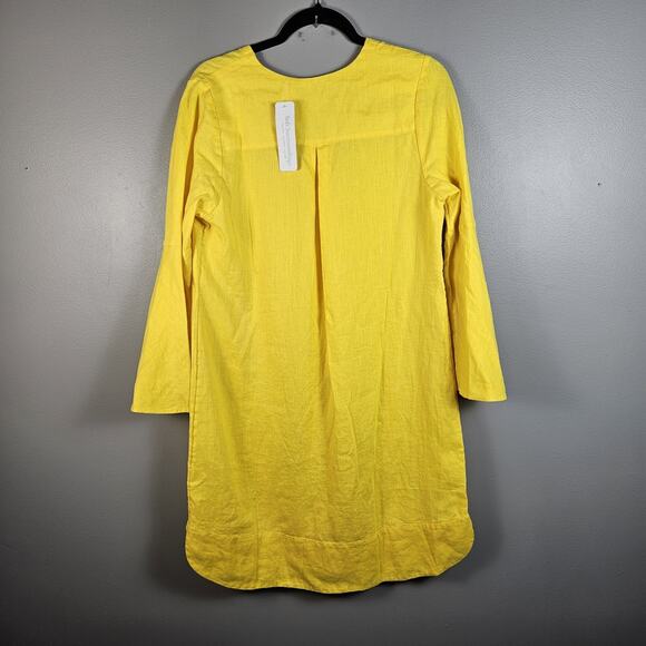 Soft Surroundings Milano Linen Dress Sunstruck Yellow M Relaxed Minimal Coastal - Picture 4 of 8